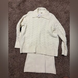 Free People Cream Cable Knit Sweater set